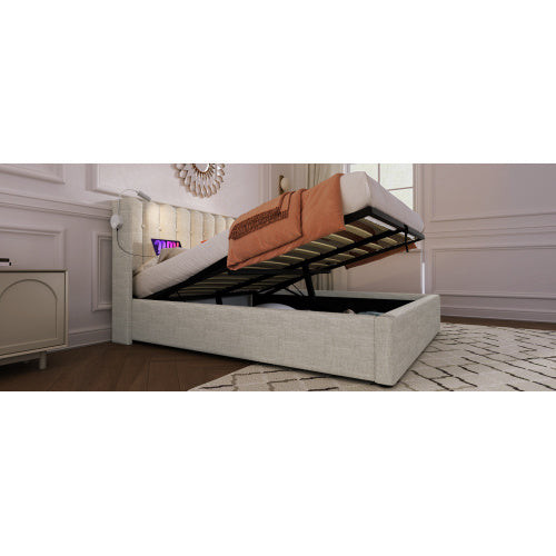 Linen Storage Space Bed Frame With Mattress Queen Size