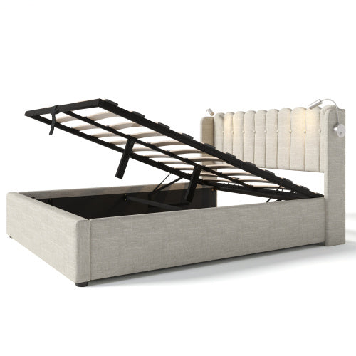 Linen Storage Space Bed Frame With Mattress Queen Size